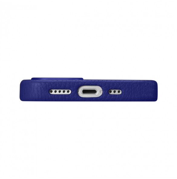 iCarer Litchi Premium Leather Case iPhone 14 Magnetic Leather Case with MagSafe Dark Blue