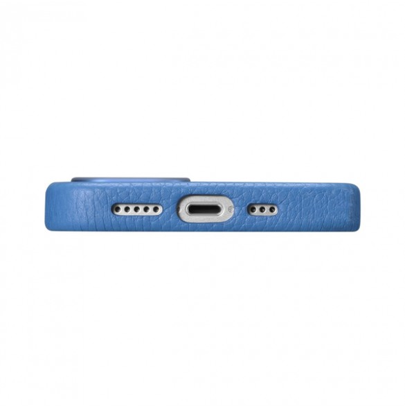 iCarer Litchi Premium Leather Case iPhone 14 Magnetic Leather Case with MagSafe Light Blue