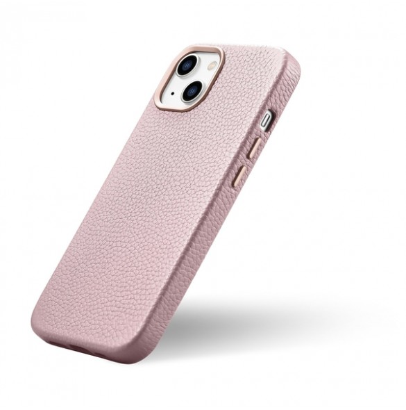 iCarer Litchi Premium Leather Case iPhone 14 Magnetic Leather Case with MagSafe Pink