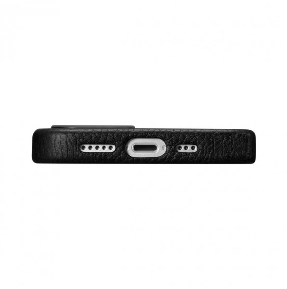 iCarer Litchi Premium Leather Case iPhone 14 Magnetic Leather Case with MagSafe Black