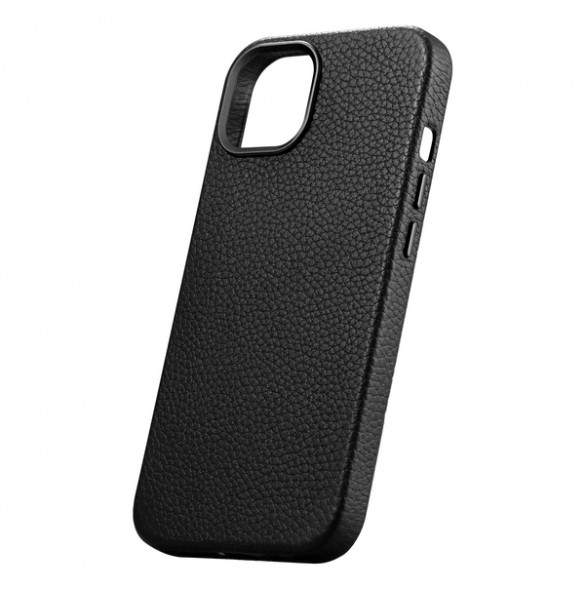 iCarer Litchi Premium Leather Case iPhone 14 Magnetic Leather Case with MagSafe Black