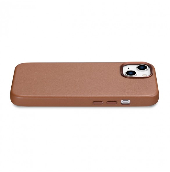 iCarer Case Leather Case Cover for iPhone 14 Brown