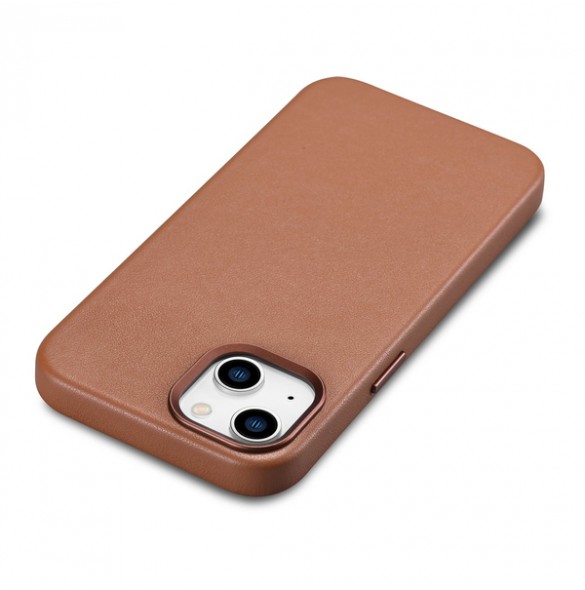 iCarer Case Leather Case Cover for iPhone 14 Brown
