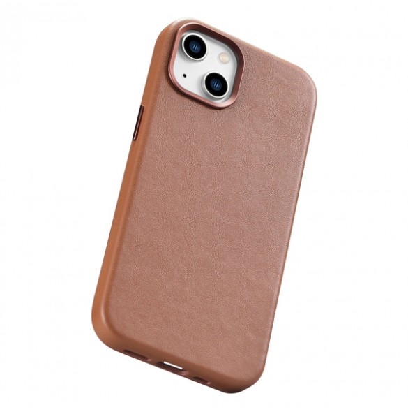 iCarer Case Leather Case Cover for iPhone 14 Brown