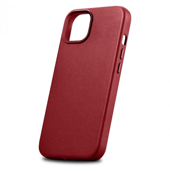 iCarer Case Leather cover case made of genuine leather for iPhone 14 red