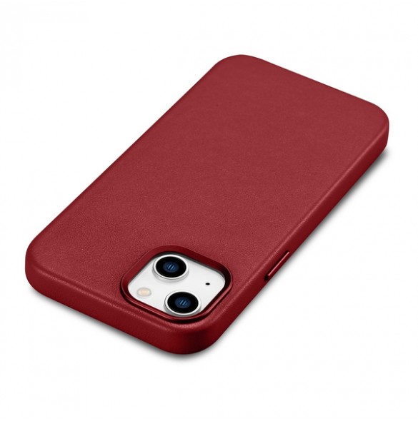 iCarer Case Leather cover case made of genuine leather for iPhone 14 red