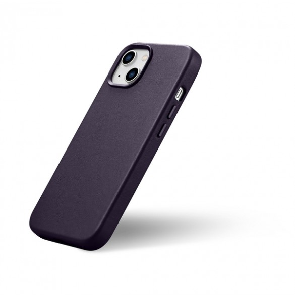 iCarer Case Leather Cover Case for iPhone 14 Dark Purple