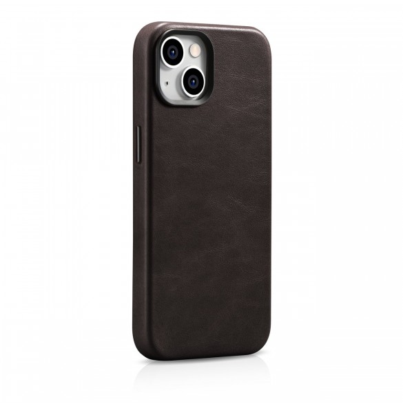 iCarer Oil Wax Premium Leather Case magnetic leather case iPhone 14 with MagSafe brown
