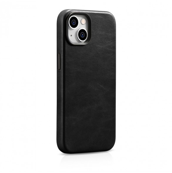 iCarer Oil Wax Premium Leather Case iPhone 14 Magnetic Leather Case with MagSafe Black