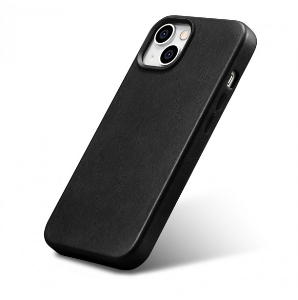 iCarer Oil Wax Premium Leather Case iPhone 14 Magnetic Leather Case with MagSafe Black