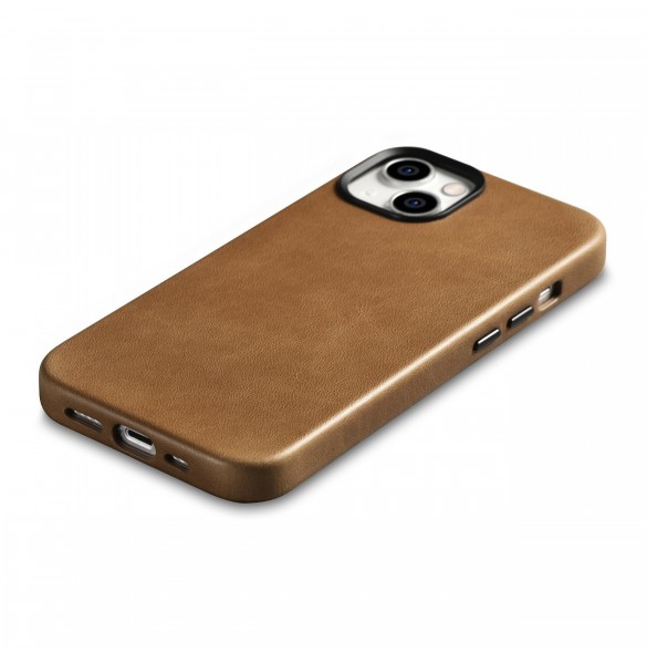 iCarer Oil Wax Premium Leather Case magnetic leather iPhone 14 case with MagSafe brown