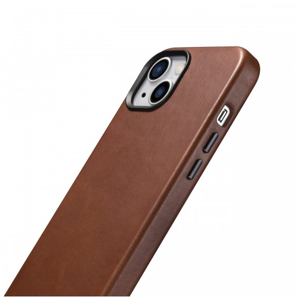 iCarer Oil Wax Premium Leather Case magnetic leather case iPhone 14 with MagSafe brown