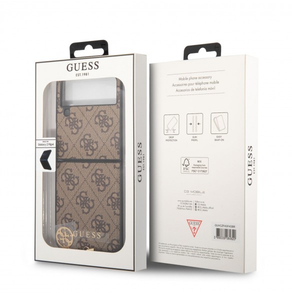 Guess 4G Charms Case for Samsung Galaxy Z Flip 4 Brown