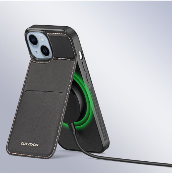 Case for iPhone 14 / iPhone 13 with MagSafe Wallet RFID Blocking Stand Dux Ducis Rafi Mag - Black