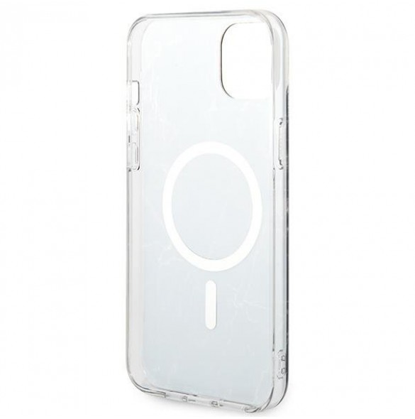 Set Guess GUBPP14SHMEACSK Case+ Charger iPhone 14 6.1" black/black hard case Marble MagSafe