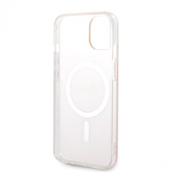 Set Guess Case+ Charger iPhone 14 6.1" pink/pink hard case 4G Print MagSafe