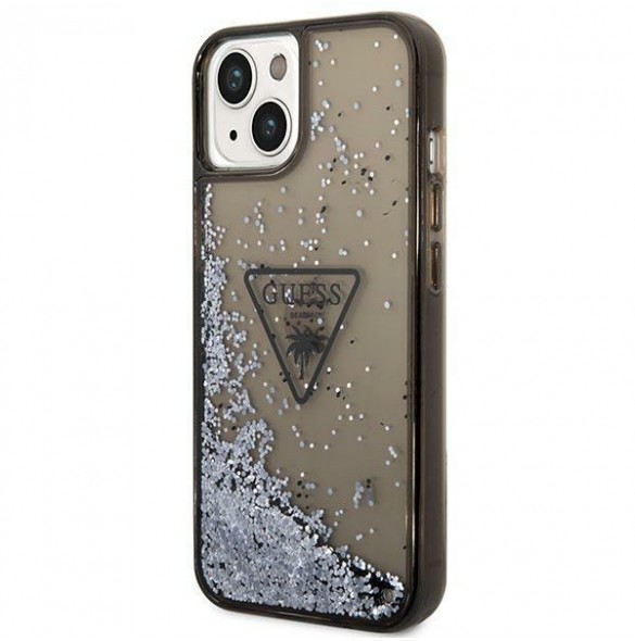 Guess iPhone 14 6.1" black/black hardcase Liquid Glitter Palm Collection