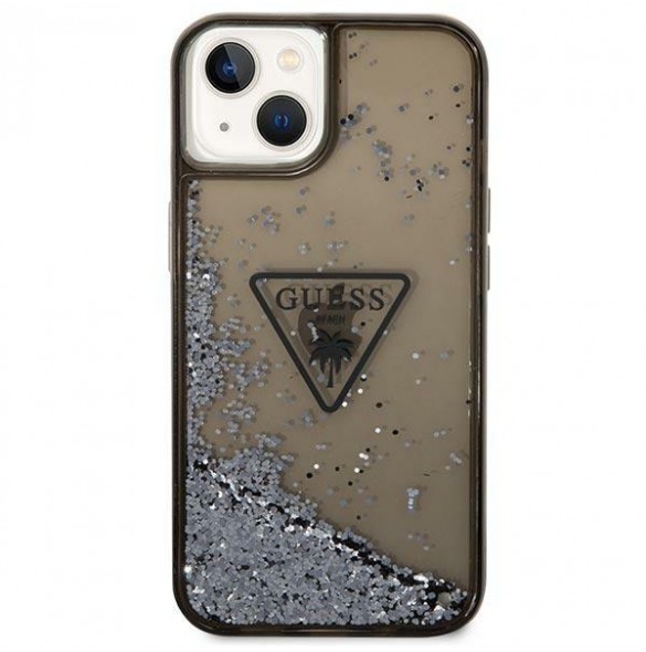 Guess iPhone 14 6.1" black/black hardcase Liquid Glitter Palm Collection