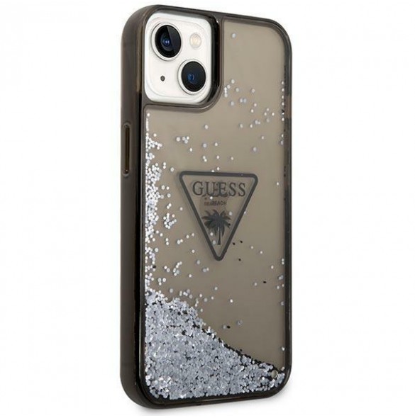 Guess iPhone 14 6.1" black/black hardcase Liquid Glitter Palm Collection