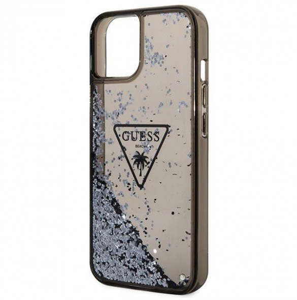 Guess iPhone 14 6.1" black/black hardcase Liquid Glitter Palm Collection