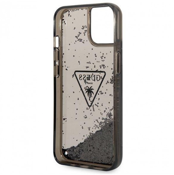 Guess iPhone 14 6.1" black/black hardcase Liquid Glitter Palm Collection