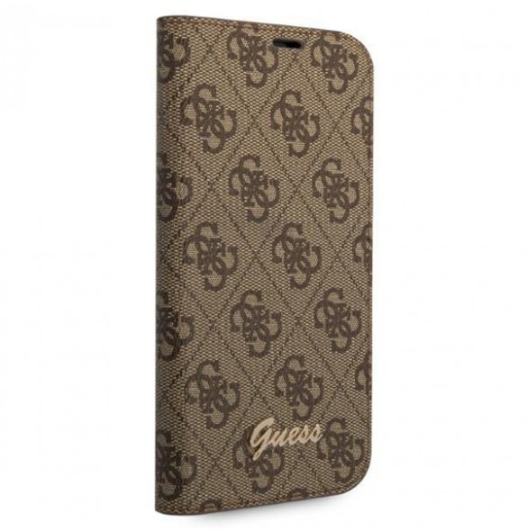 Guess iPhone 14 6.1 "brown / brown book 4G Vintage Gold Logo