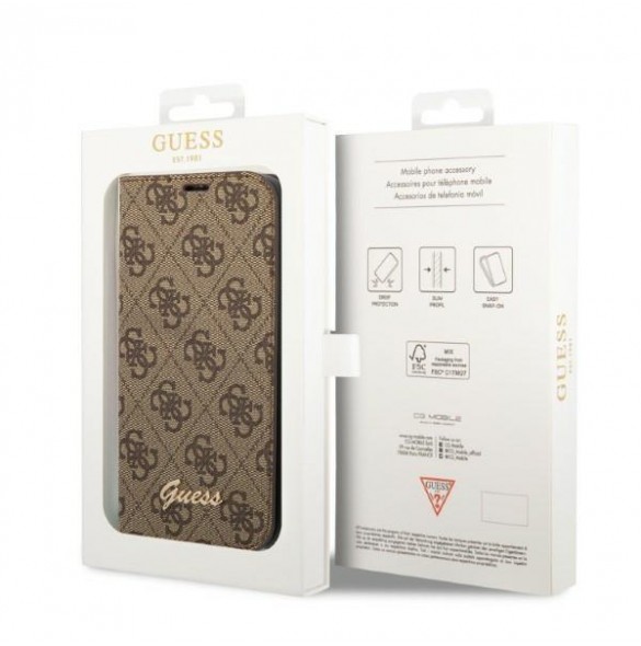 Guess iPhone 14 6.1 "brown / brown book 4G Vintage Gold Logo