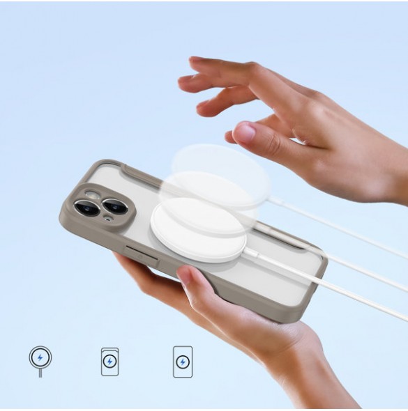 Dux Ducis Skin X Pro case iPhone 14 MagSafe magnetic flip cover beige