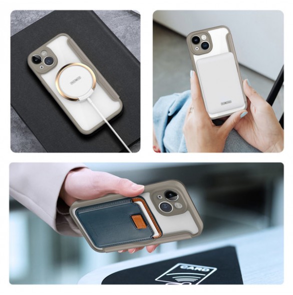 Dux Ducis Skin X Pro case iPhone 14 MagSafe magnetic flip cover beige