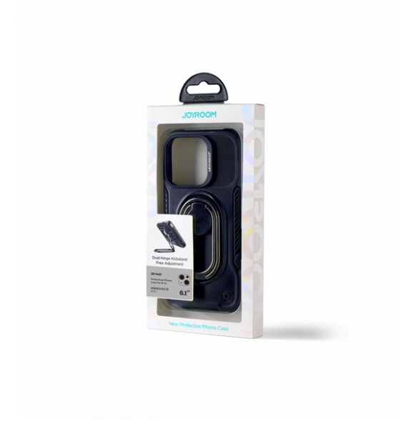 Joyroom Dual Hinge case for iPhone 14 armored case with a stand and a ring holder black