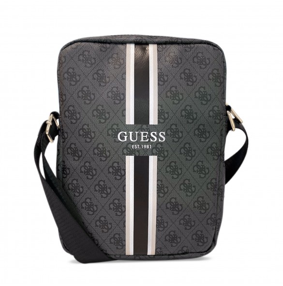 Guess PU 4G Printed Stripes Tablet Bag 10" Black