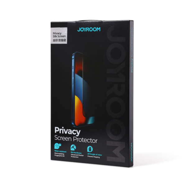 Joyroom Knight 2.5D Privacy TG Tempered Glass for iPhone 14 with Anti-Spy Filter Full Screen with Frame Transparent
