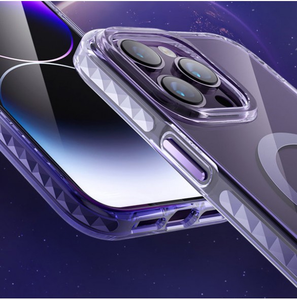 Kingxbar PQY Ice Crystal Series magnetic case for iPhone 14 MagSafe gray