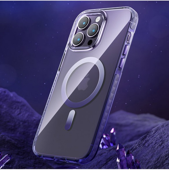 Kingxbar PQY Ice Crystal Series magnetic case for iPhone 14 MagSafe purple