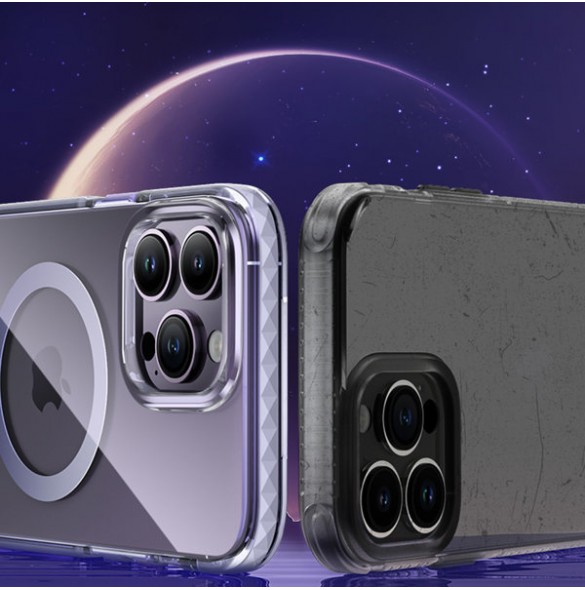 Kingxbar PQY Ice Crystal Series magnetic case for iPhone 14 MagSafe purple