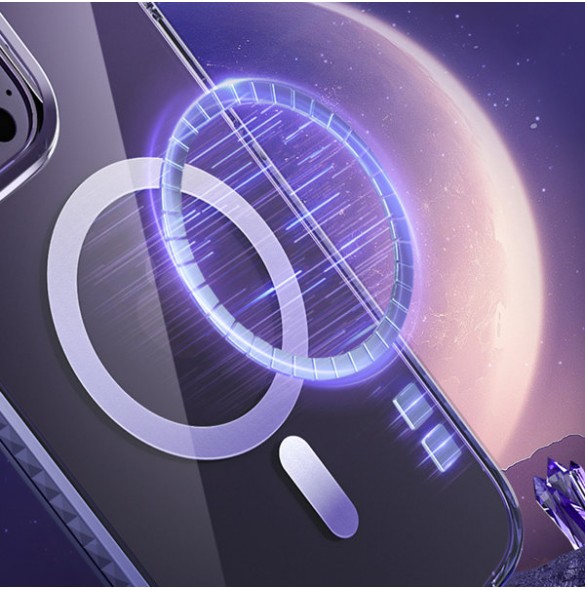 Kingxbar PQY Ice Crystal Series magnetic case for iPhone 14 MagSafe purple