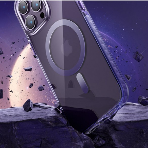 Kingxbar PQY Ice Crystal Series magnetic case for iPhone 14 MagSafe purple