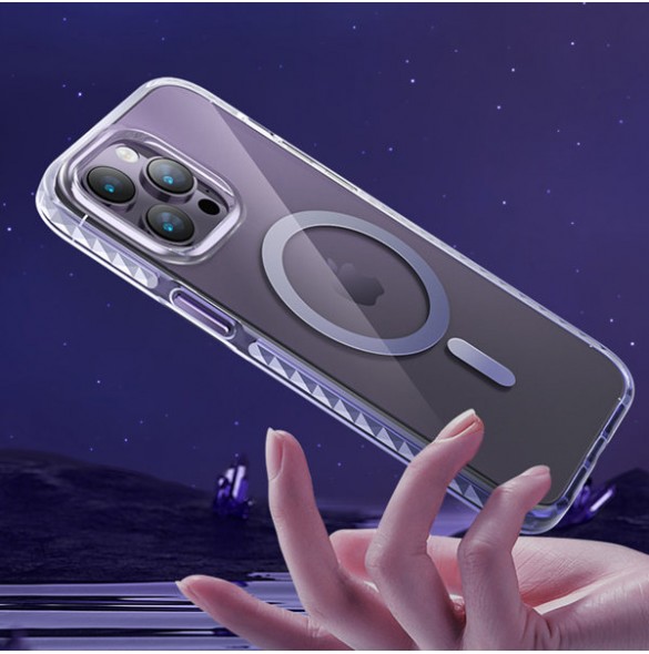 Kingxbar PQY Ice Crystal Series magnetic case for iPhone 14 MagSafe purple