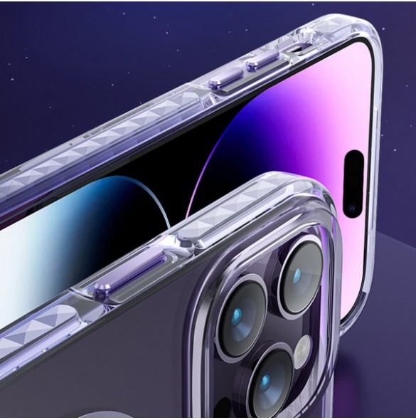 Kingxbar PQY Ice Crystal Series magnetic case for iPhone 14 MagSafe purple