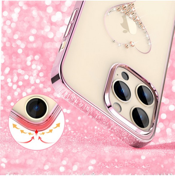 Kingxbar Wish Series case for iPhone 14 decorated with pink crystals
