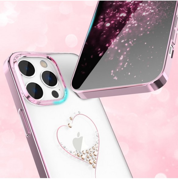 Kingxbar Wish Series case for iPhone 14 decorated with pink crystals