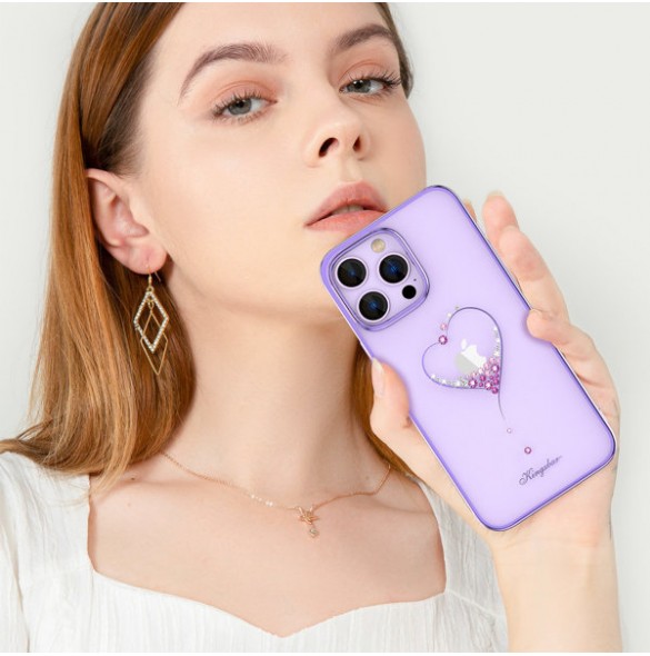 Kingxbar Wish Series case for iPhone 14 decorated with crystals purple