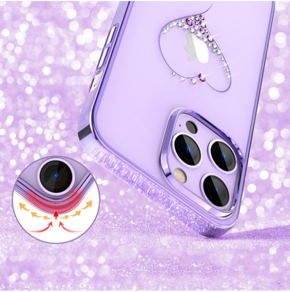 Kingxbar Wish Series case for iPhone 14 decorated with crystals purple