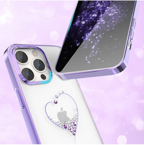 Kingxbar Wish Series case for iPhone 14 decorated with crystals purple
