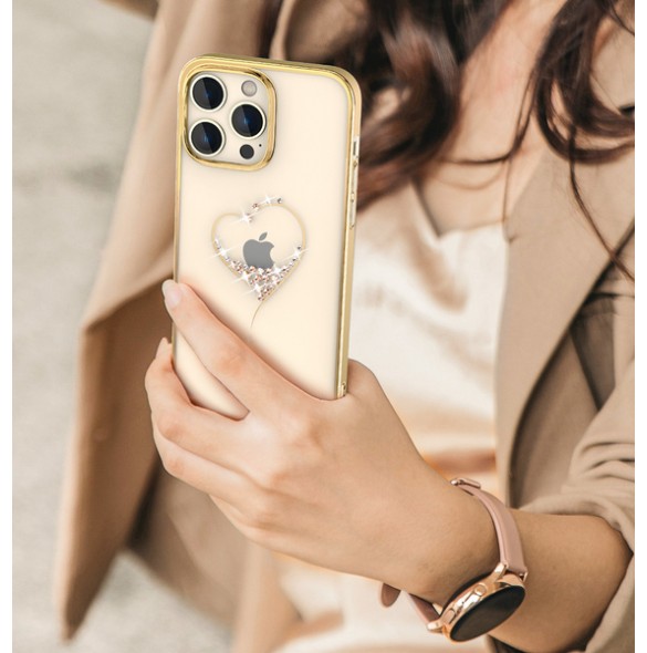 Kingxbar Wish Series case for iPhone 14 decorated with golden crystals