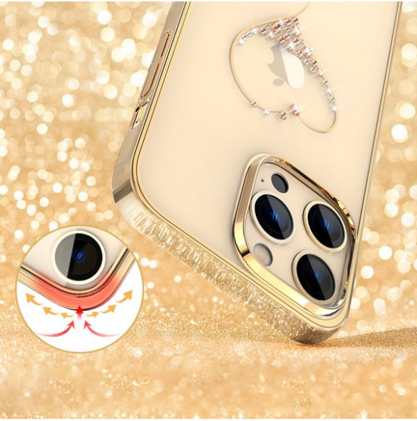 Kingxbar Wish Series case for iPhone 14 decorated with golden crystals
