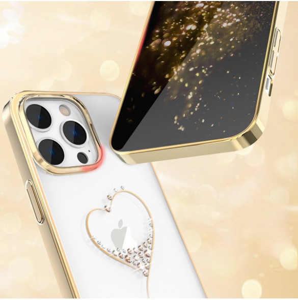 Kingxbar Wish Series case for iPhone 14 decorated with golden crystals