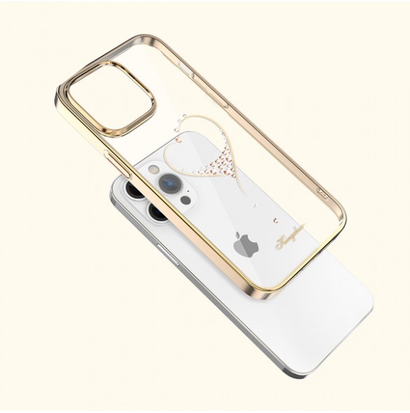 Kingxbar Wish Series case for iPhone 14 decorated with golden crystals