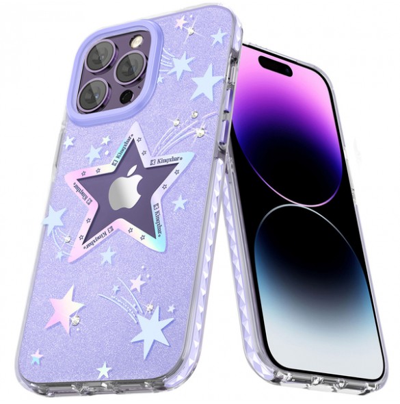 Kingxbar Heart Star Series case for iPhone 14 purple star case