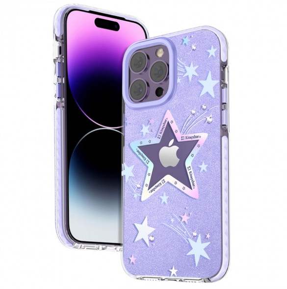 Kingxbar Heart Star Series case for iPhone 14 purple star case